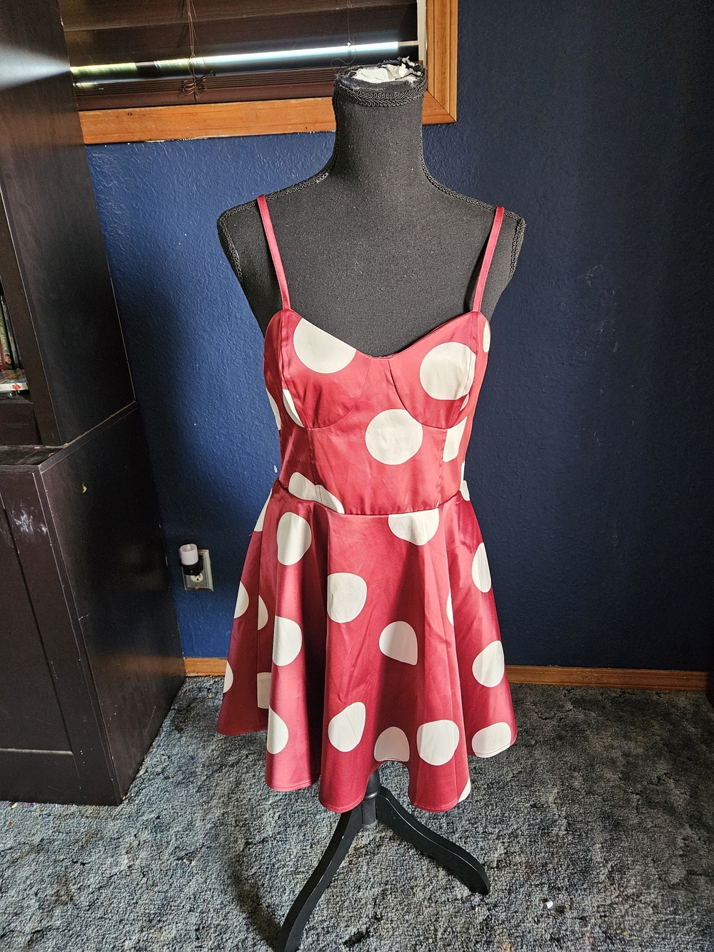 Red Polka Dot Spaghetti Strap Mini Dress